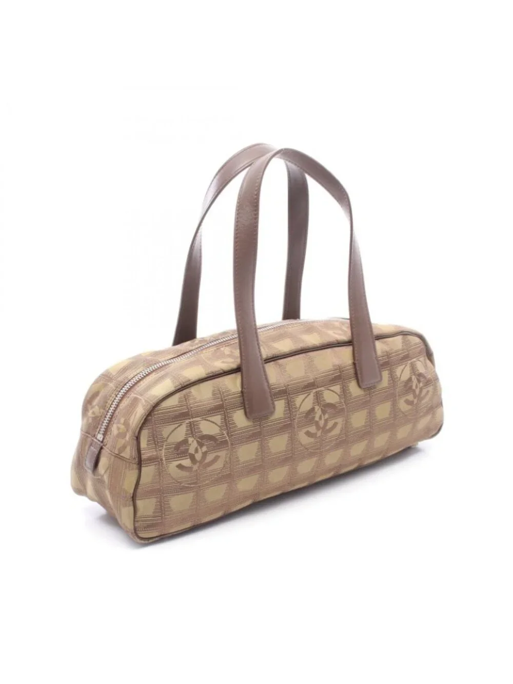 Chanel New Travel Line Khaki Leather Boston